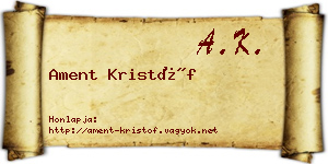 Ament Kristóf névjegykártya